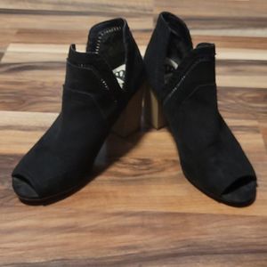 Suede open toe booties